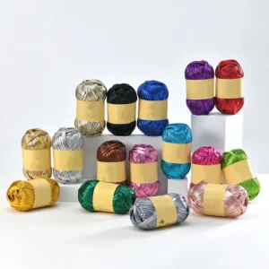 metal Shiny Polyester Yarn 18 colors DIY Hand Knitting Leather Metallic T shirt Yarn for Bag